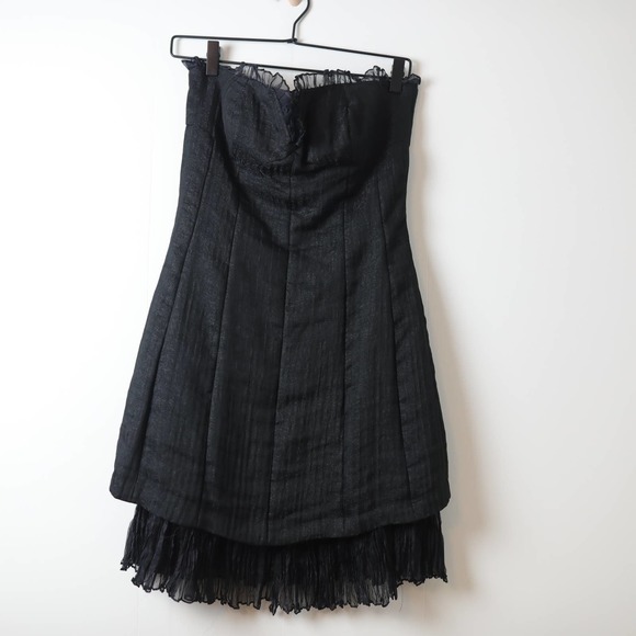 Nine West Dresses & Skirts - Nine West 90s Silk Linen Blend Ruffle Layered Little Black Dress Size 4